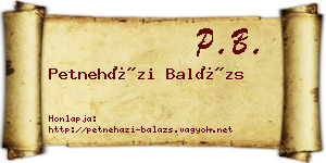 Petneházi Balázs névjegykártya